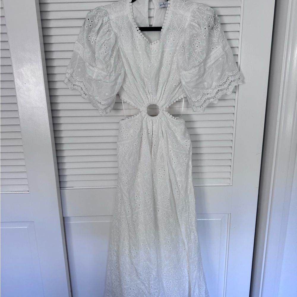 NWT Petal & Pup White Eyelet Cutout Bridal Maxi Dress - Picture 5 of 6